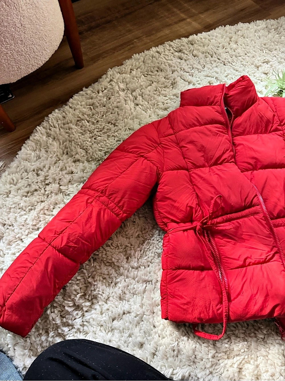 Forever 21 Red Puffer fall winter going out cute Jacket Size Small Like New